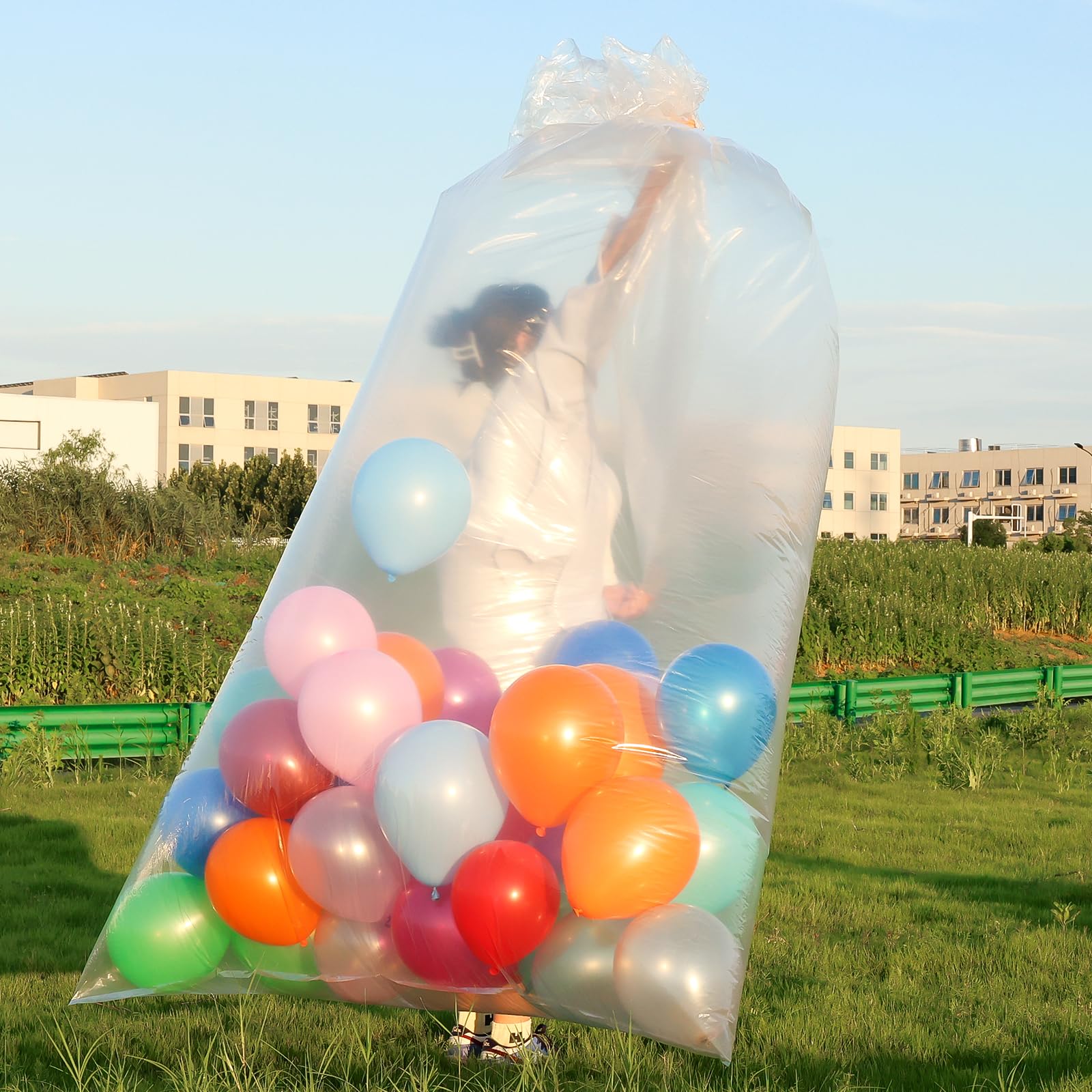 UNIFAMILY 4Pcs Balloon Bags for Transport, Large Balloon Transport Bags 98 x 59 inch(2pcs), Clear Plastic Bag for Balloons Carrying 59 x 47 inch(2pcs)