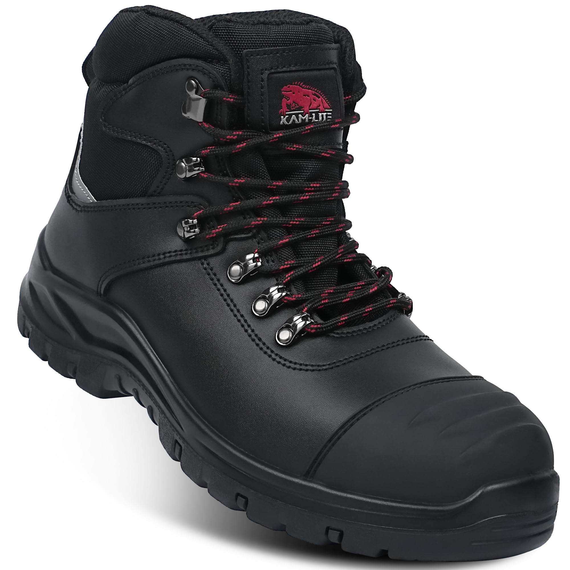 Mens Steel Toe Work Boots, Waterproof Puncture Resistant, Anti-Slip, Shock-Absorbing, Comfortable Heavy Duty Durable Leather Industrial Construction Safety Boots