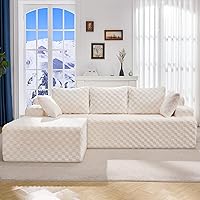 Vista 1 de Sofá modular en forma de L, de 3 asientos, espuma viscoelástica, para sala de estar, sofá estilo nube con diván, de gran tamaño, blanco, cuadros