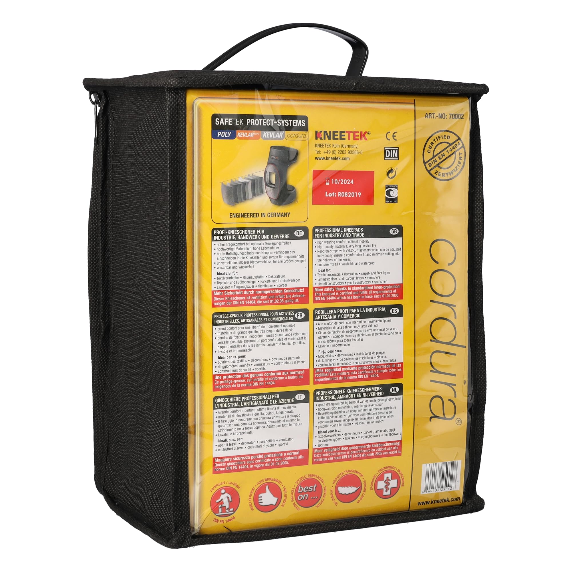Kneetek Rodilleras SAFETEK® Cordura® | para superficies sensibles | rodilleras antideslizantes para un alivio óptimo al trabajar de rodillas | rodilleras adecuadas para parqueteros, decoradores