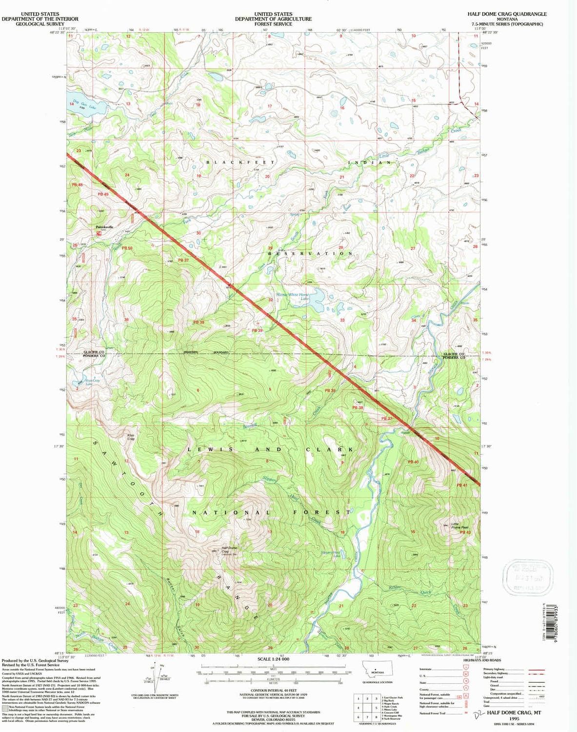 YellowMaps Half Dome Crag MT topo map, 124000 Scale, 7.5