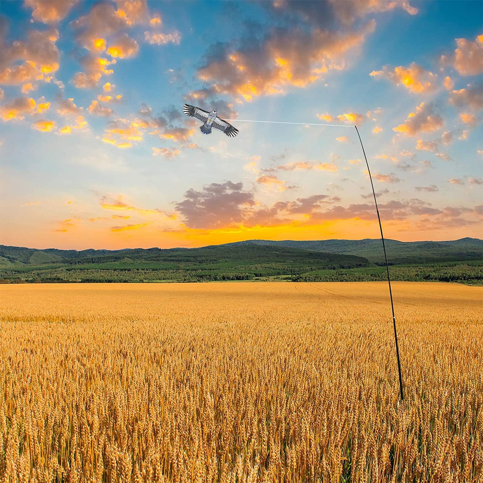 Aquilone spaventa uccelli telescopico con asta estensibile da 4 m, per giardino, cortile, prato, fattoria e campo