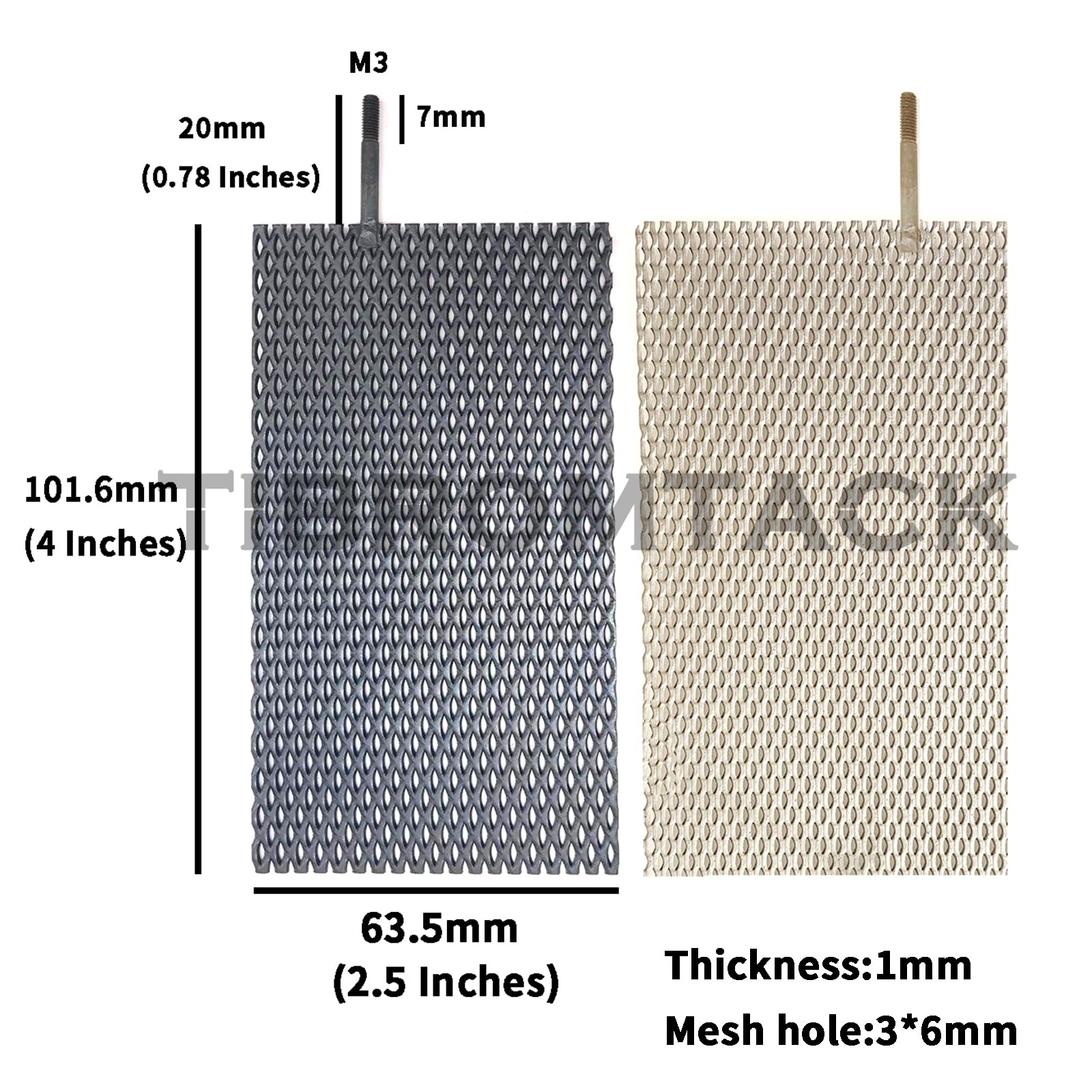 2PCS Elektroden, Titan Anodennetz mit MMO Ruthenium-Iridium Beschichtung und Kathoden Elektrolytnetz ohne Beschichtung für elektrochemische Anwendungen und Schwimmbadreinigung