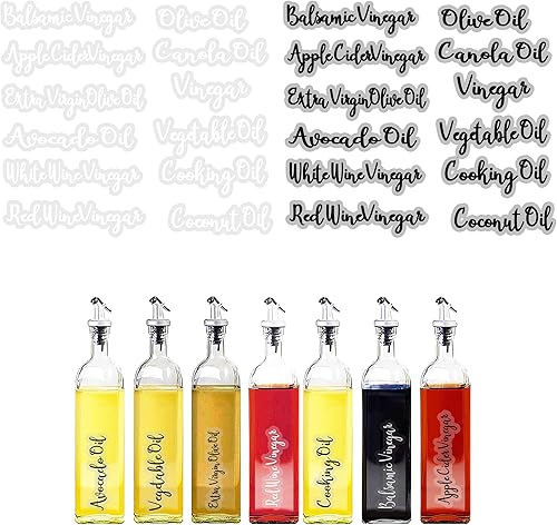 Etiquetas cursivas para botellas de aceite de oliva y vinagre, juego de etiquetas minimalistas impermeables para contenedores de cocina