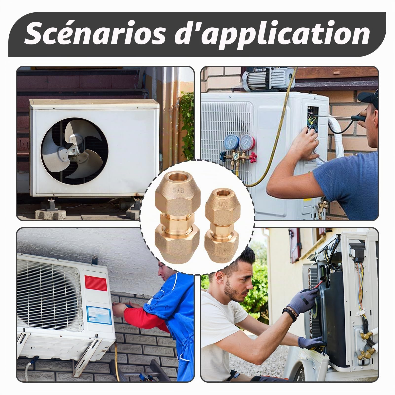 Lot de 2 rallonges de tuyau de climatisation - Raccord de tuyau en cuivre de qualité supérieure pour tuyaux réfrigérants 1/4 et 5/8 - Idéal pour l'installation et la réparation de climatisation
