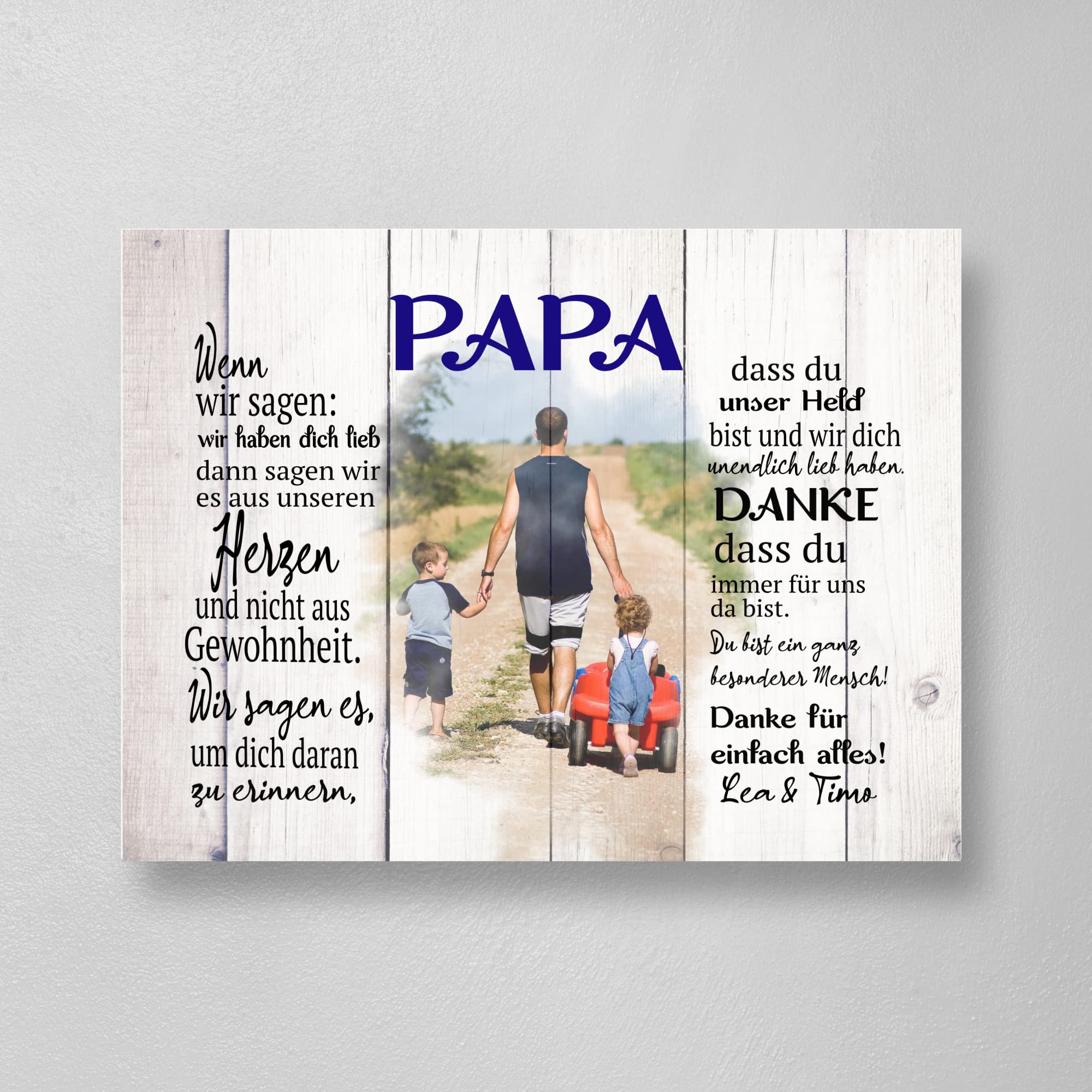 Tela personalizzata ''Papa Wir Version'' Regalo Festa del Papà San Valentino con Foto Personalizzata Regalo di Bambini per Papà Compleanno