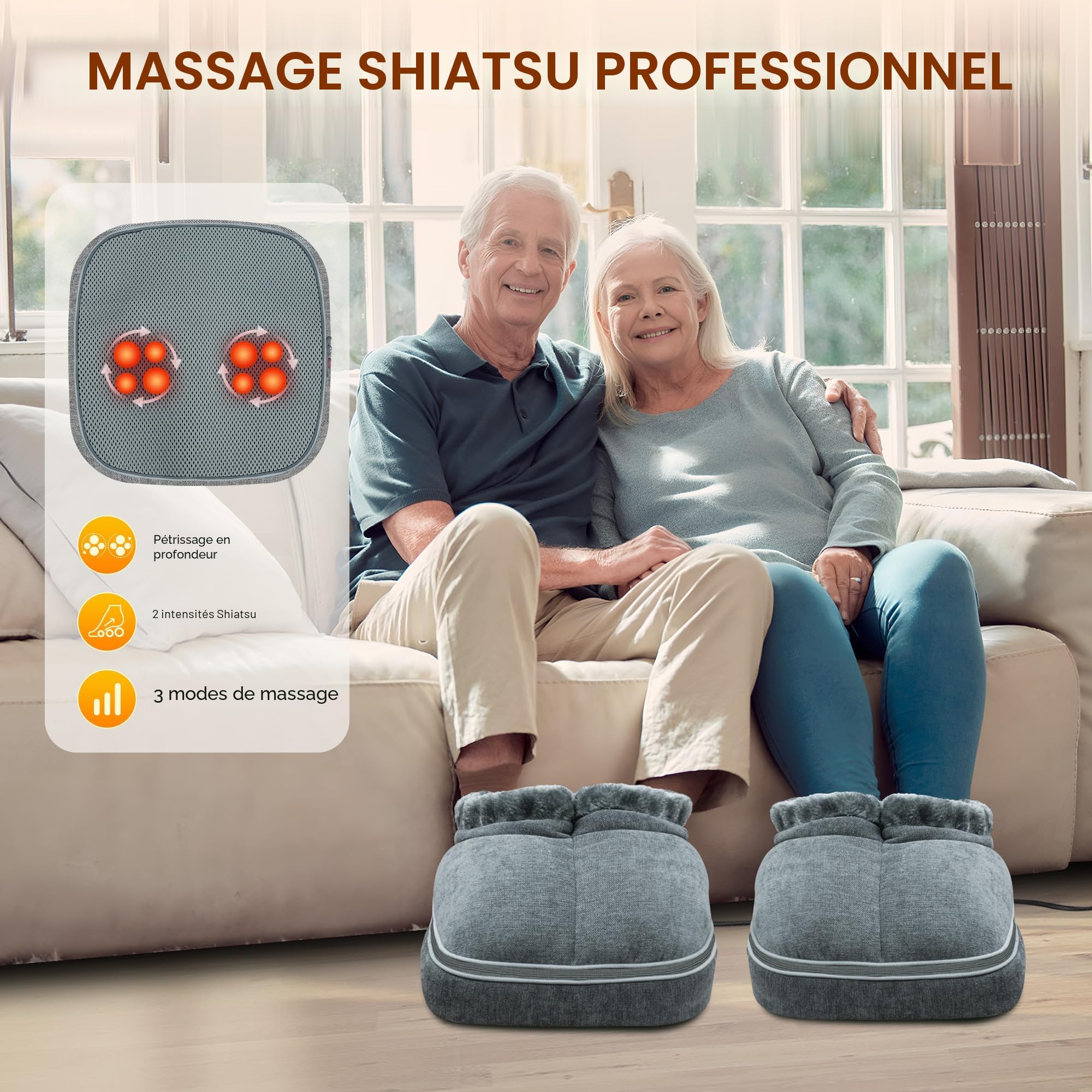 Snailax Amélioré Masseur de Pieds Shiatsu avec chaleur, Masseur de Pieds électrique avec télécommande, Réchauffe-Pieds avec 2-en-1 Kneading Fussmassage, cadeaux pour hommes/femmes