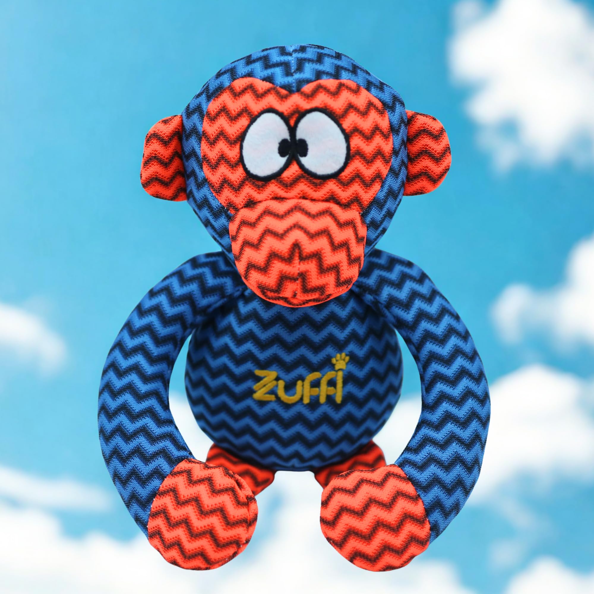 ZUFFI Zing Teeth Cleaning Plush Monkey Dog Toy – Textured Dental Chew Toy for Small & Medium Dogs, Helps Reduce Plaque & Tartar, Soft & Durable