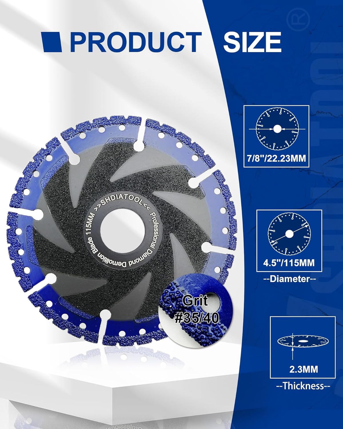 SHDIATOOL 4-1/2 Inch Metal Cutting Diamond Blade All Purpose Cut Off Wheel for Rebar Sheet Metal Angle Iron Stainless Steel(for 7/8 inch Arbor)