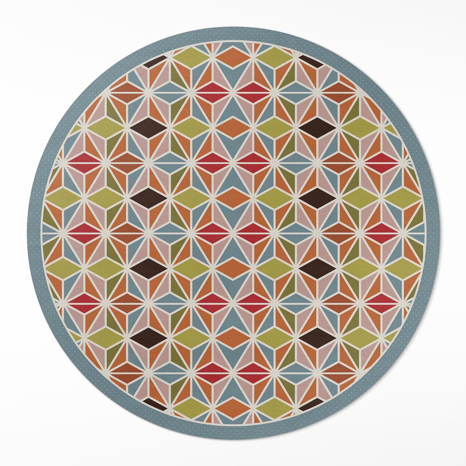 Tapis de Sol Cuisine et Salon Décoration Maison Géométrie Pastel Rond 100cm