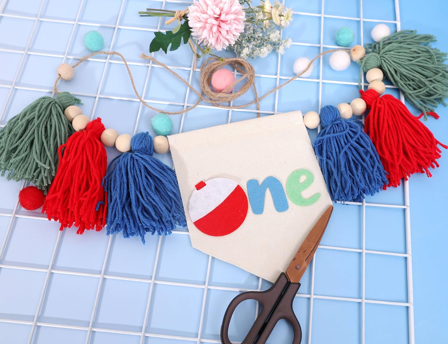 The Big One フィッシングハイチェアバナー - ハイチェア用ファーストバースデーバナー、1歳の誕生日フィッシングバナー、釣