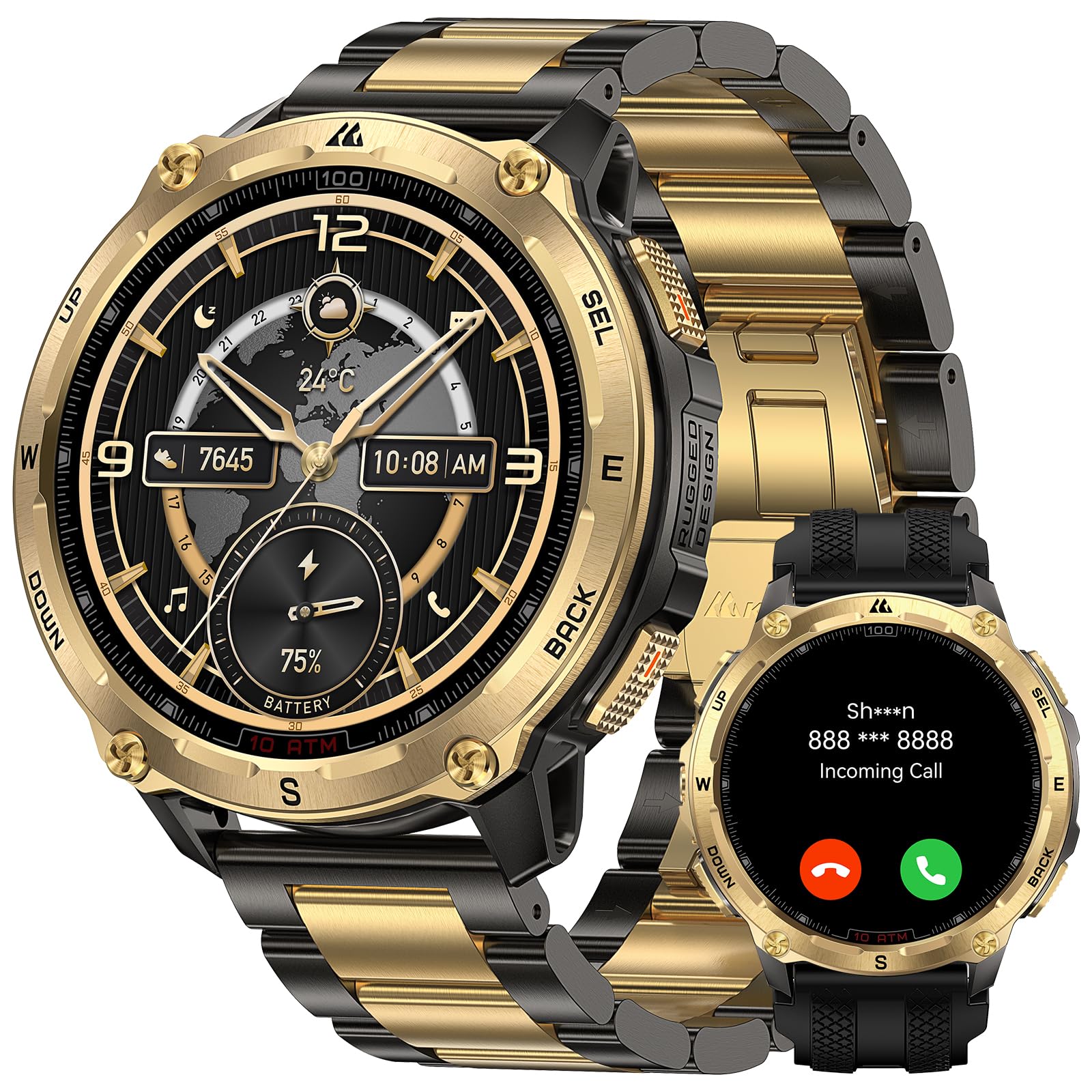 Kospet Direct KOSPET Tank T4 Special Edition Smart Watch for Men, 1.43" AMOLED Rugged Watch with GPS Offline Maps, 10ATM Waterproof Freediving, 15-Day Battery, Bluetooth Calls, Heart Rate for Android iOS (2 Bands)