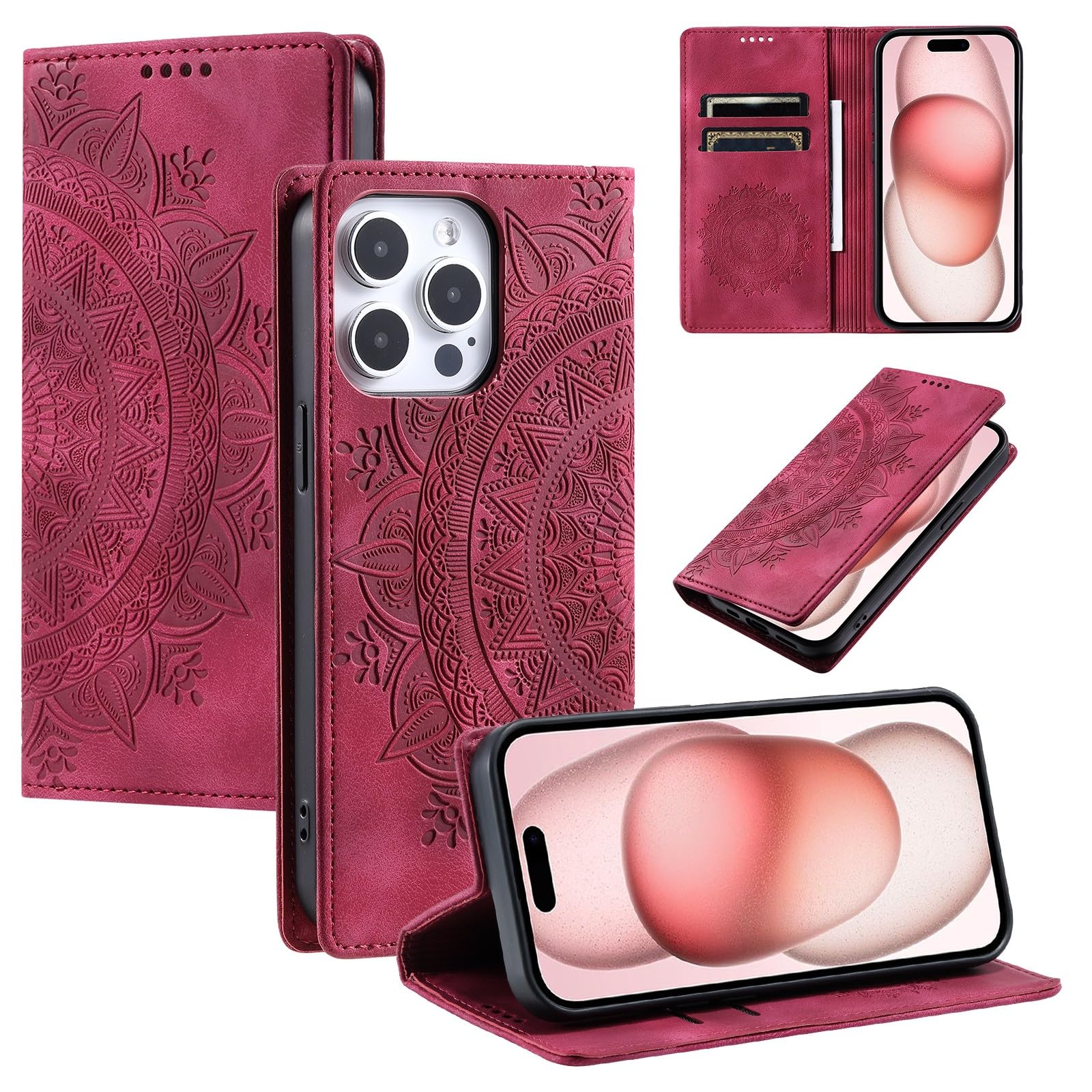 Étui iPhone 17 Pro rouge en cuir pour visionner vos vidéos en voyage - 8