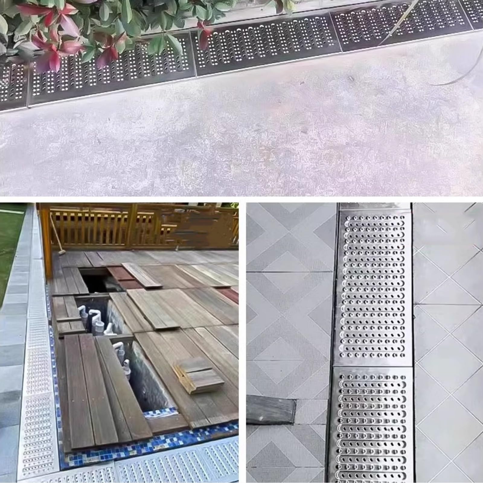 Rejilla Sumidero de Acero Inoxidable, Rejilla Desague de Cocina o Baño, Apta para Balcones, Jardines y Patios(58x25cm/23x10in)
