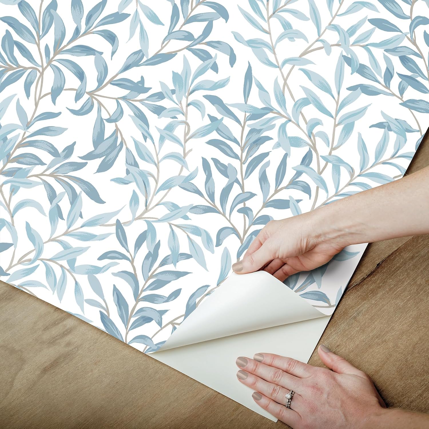 NuWallpaper Cloud Blue Terrace Vines Peel and Stick Wallpaper, NUS6100