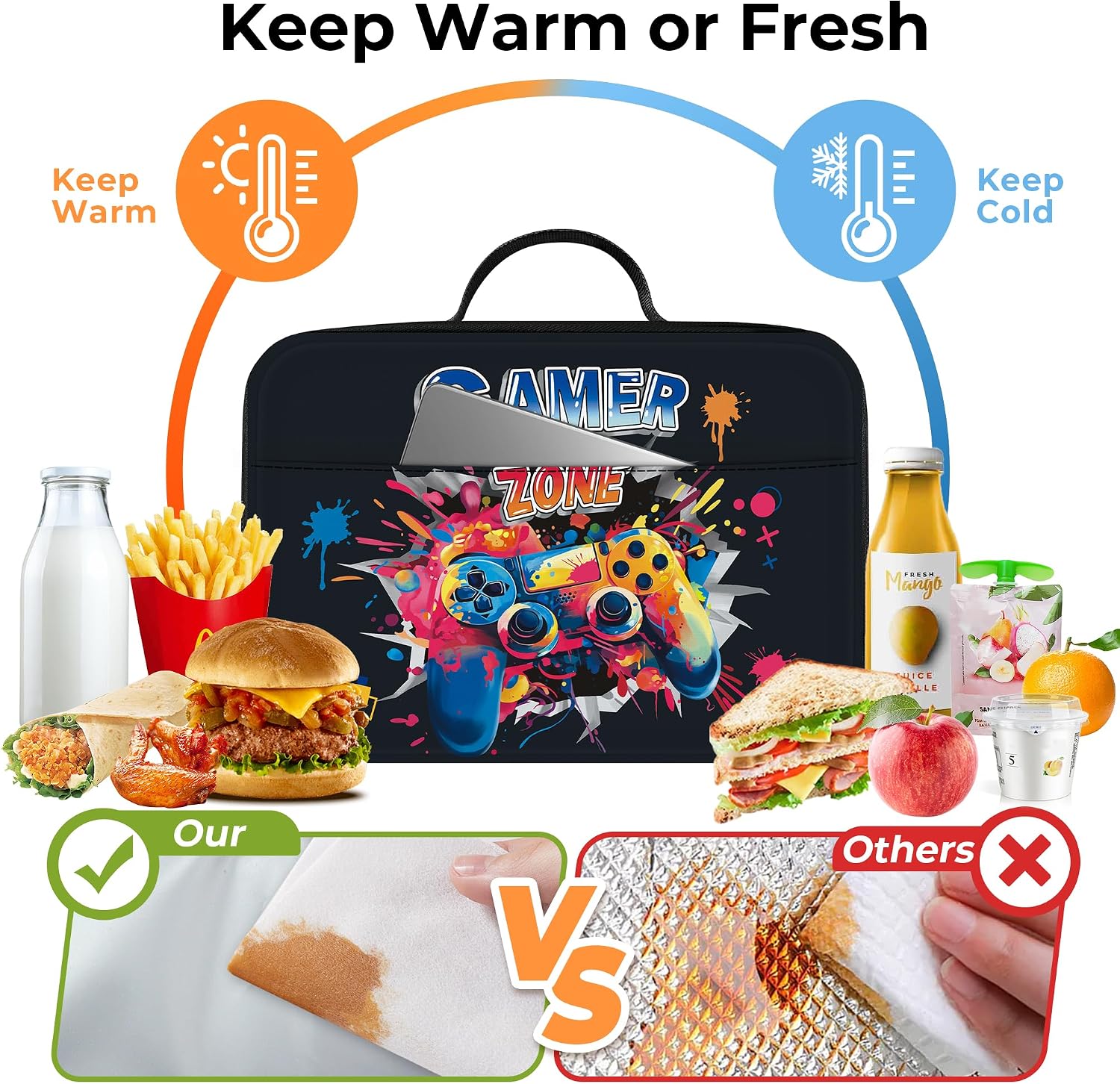 Clastyle Insulated Kids Lunch Bag Tote