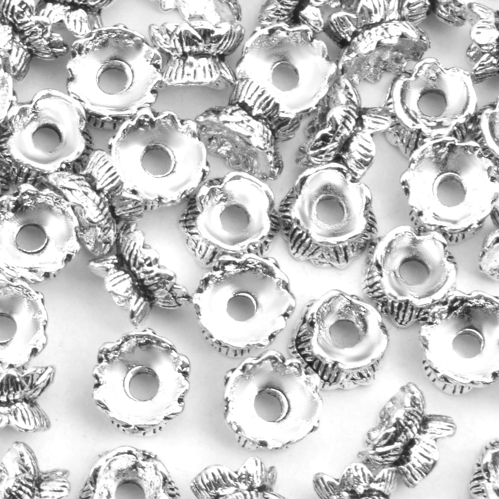 500PCS Flower Bead Caps For Jewelry Making - 10mm Metal Hollow Spacer Caps In Gold Tone, DIY Craft Supplies