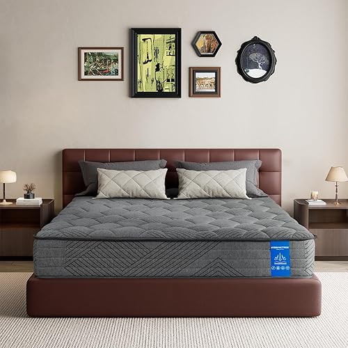 Colchón híbrido King, espuma viscoelástica de gel refrescante y bobinas envueltas individualmente para alivio de presión, firmeza media, aislamiento