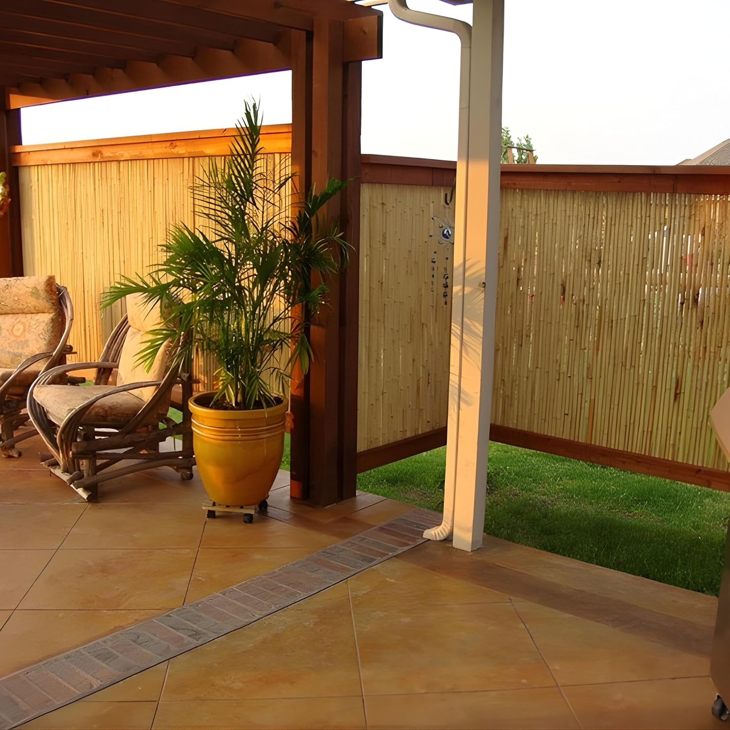 Backyard X-Scapes Natural Bamboo Fencing Decorative Rolled Fence Panel 1 in D x 6 ft H x 8 ft L