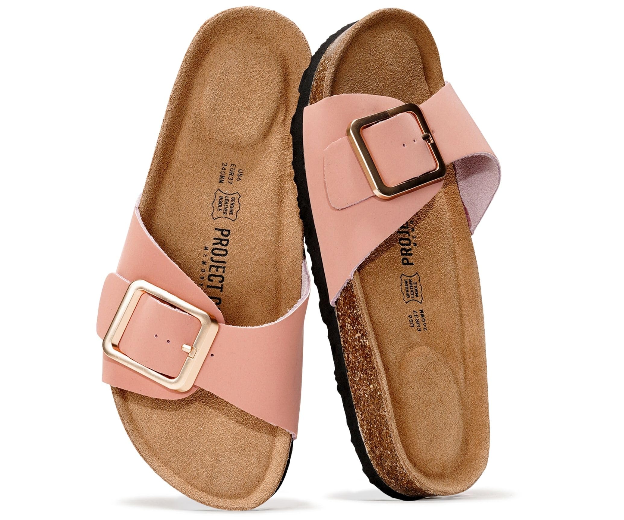 Project Cloud 100% Genuine Leather Sandals Women Comfortable Womens Slides | Slides for Women Beach Essential Lightweight Footwear with Memory Foam Insole Everyday Summer Sandals for Women