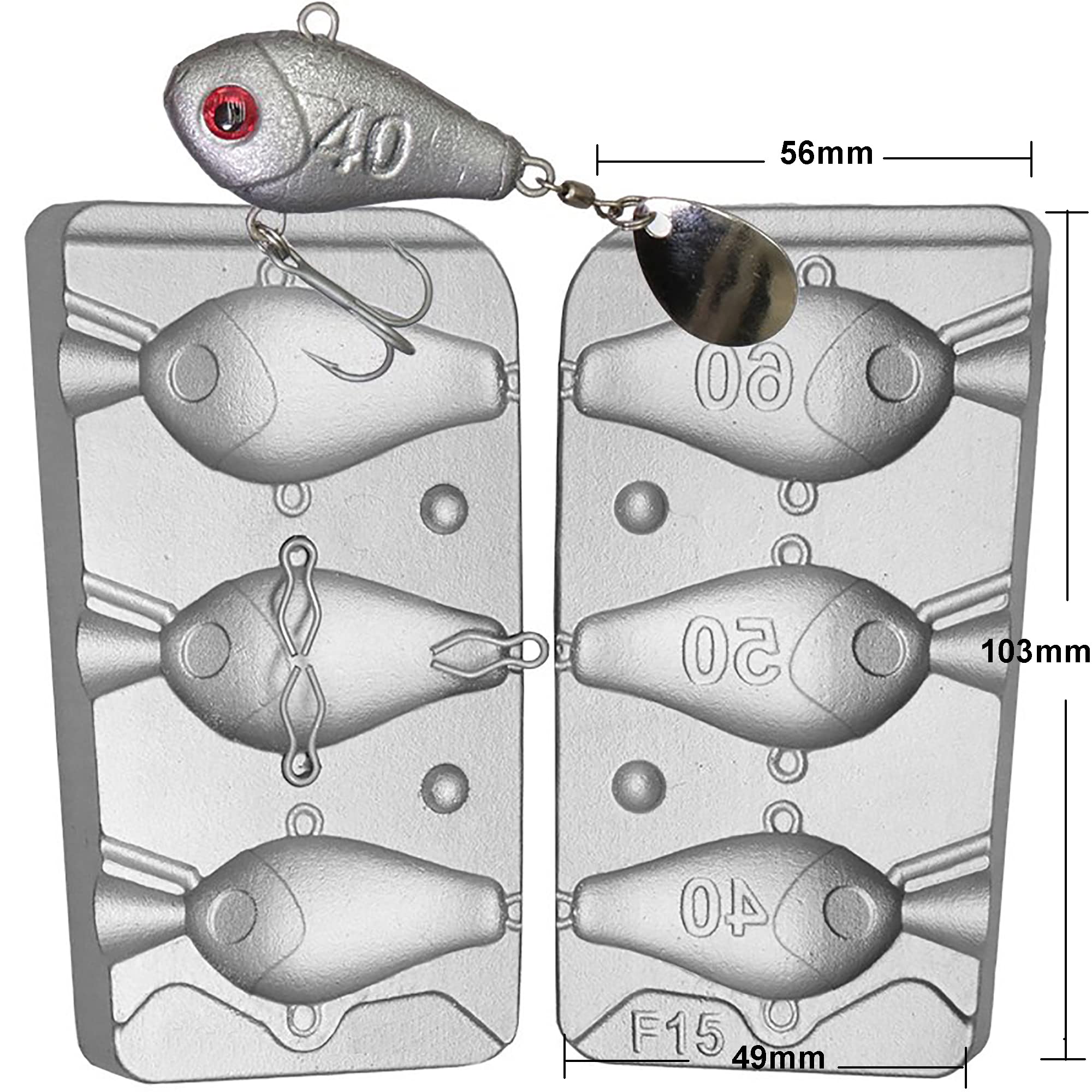 Spinner Bait Jig Moule pour pêche en mer et eau douce 40-50-60 g