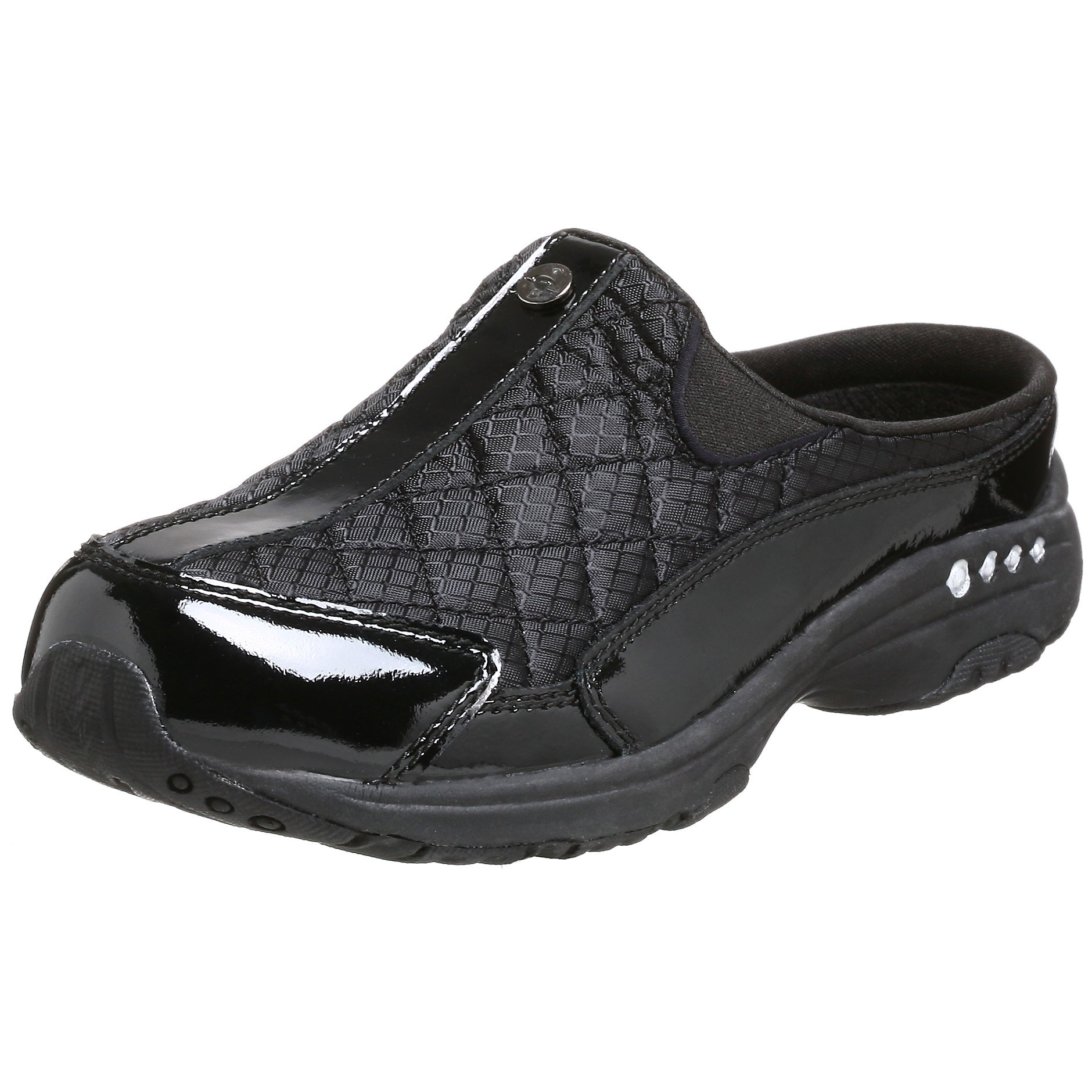 Easy Spirit Women's Traveltime12 Mule, Black/Silver Patent, 7 UK