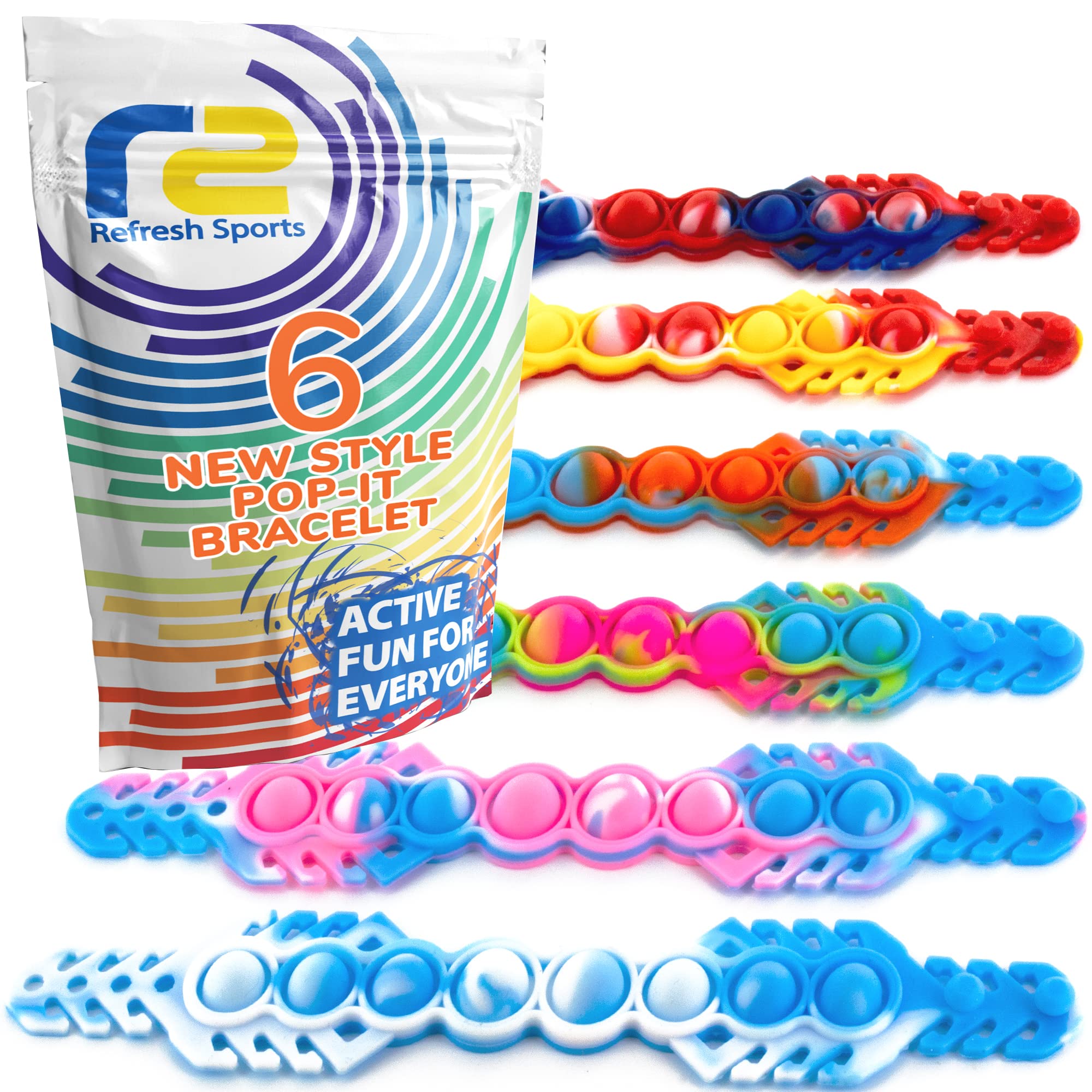 Pop It Bracelet Fidget Toy: Push Pop Its Fidget Bracelets for Kids. 6 Watch Bubble Wristband Popit Fidget Toys Pack. Best Bulk Birthday Party Favors & Goodie Bag Stuffers Gifts for Girls Boys & Adults