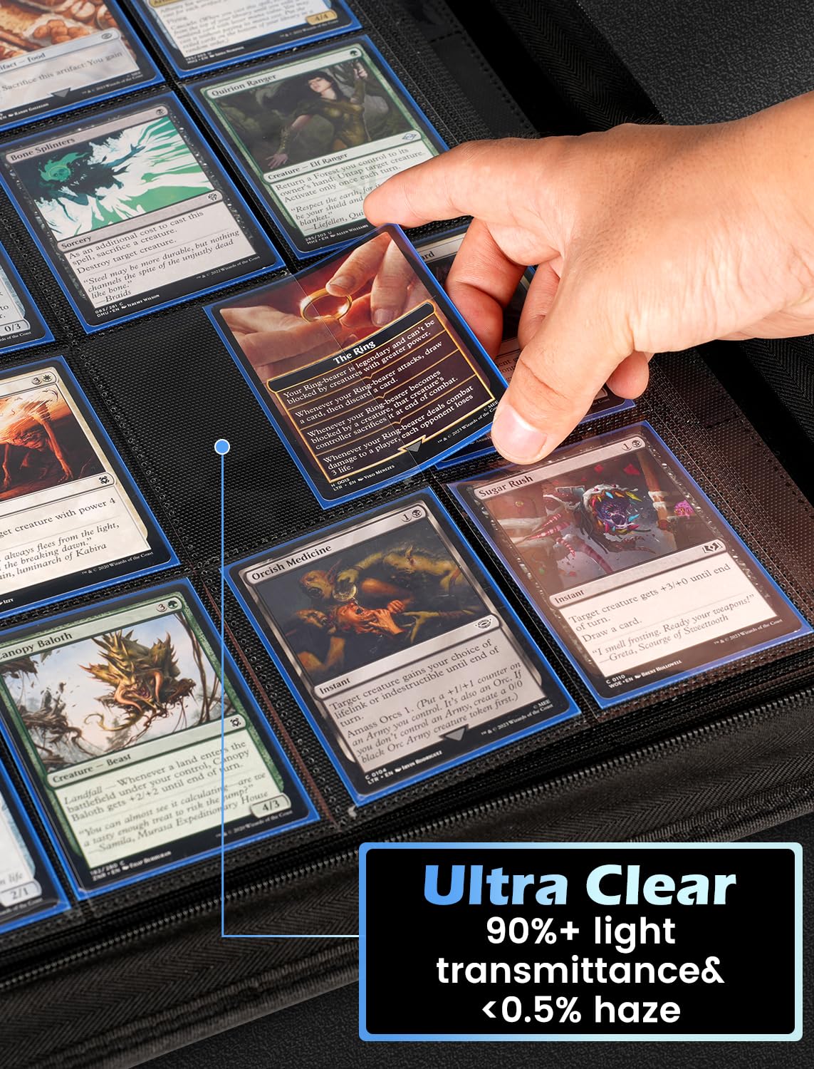 Raccoglitore per carte collezionabili da 20 tasche, compatibile con MTG, TCG | 60 tasche a caricamento laterale, senza anelli, per carte da baseball, basket, calcio e altre carte