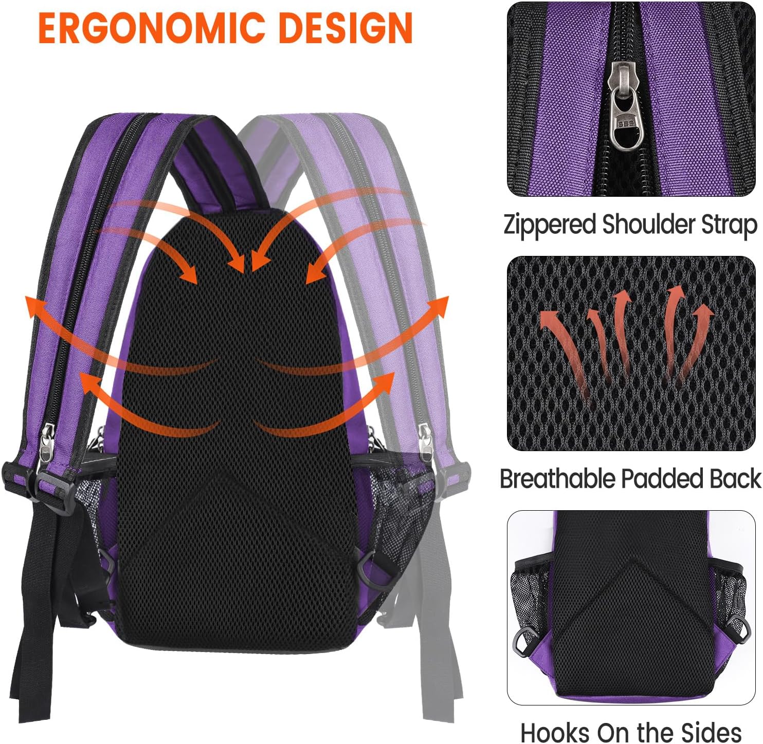 Crossbody Sling Backpack Men and Women Sling Bag Shoulder Backpack Travel Hiking Chest Bag Daypack (Purple) - Image 5