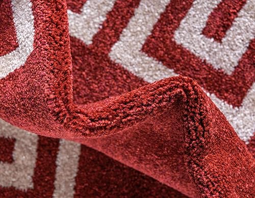 Miniatura 7 de Unique Loom Athens Collection - Alfombra clásica geométrica con diseño de borde moderno, 5 x 8 pies, color borgoñabeige