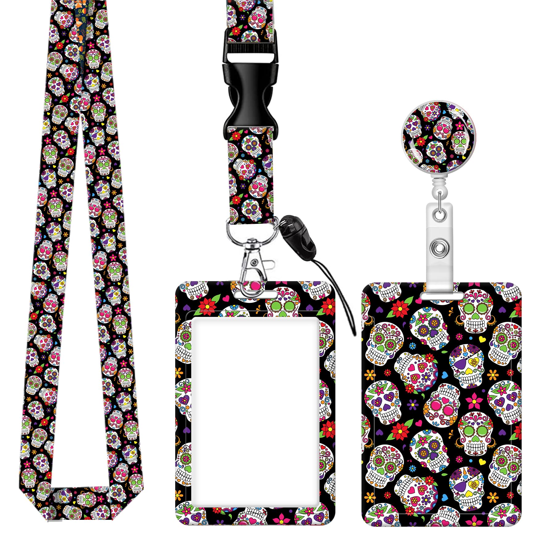 BLOCIT ID Badge Holder with Lanyard - Fashionable ID Card Holders with Retractable Lanyards - Soft Fiber Metal Clip Sturdy Buckle for Key Wallet -