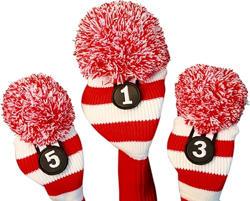 Miniatura 2 de Majek Fundas para cabeza de club de golf, metal Fairway Woods, se adapta a hasta 460 cc, pompón de punto, retro, tradicional, Taylor, ajuste