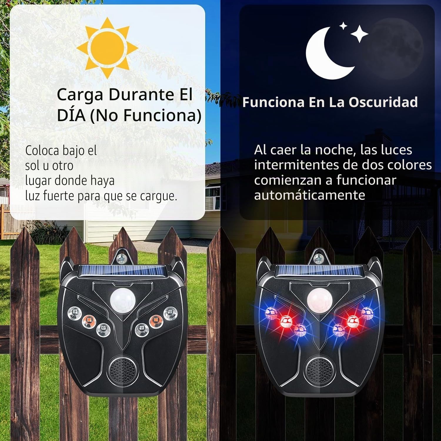 4X La energía Solar expulsa Animales nocturnos, Gatos, Perros, Ardillas, mapaches, Gusanos, Conejos, Zorros, Ciervos, pájaros. Detección de Deportes para repelentes Animales