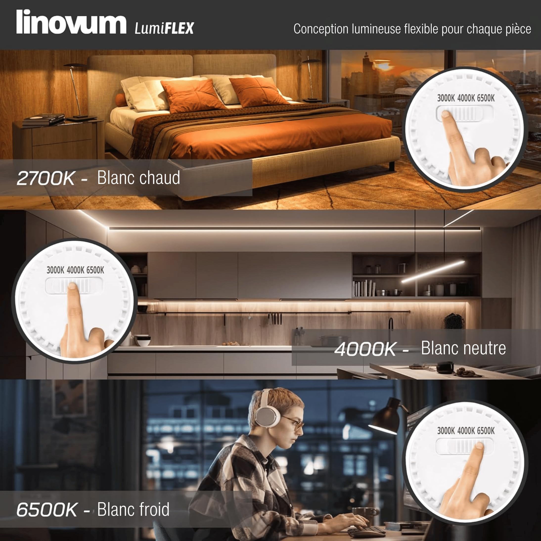 linovum SSC-LUXon LumiFLEX GU10 6W dimmable - lot de 10 ampoules led | Se remplace en un geste, sans outil ni application, pour un confort lumineux immédiat et des économies d'énergie durables.