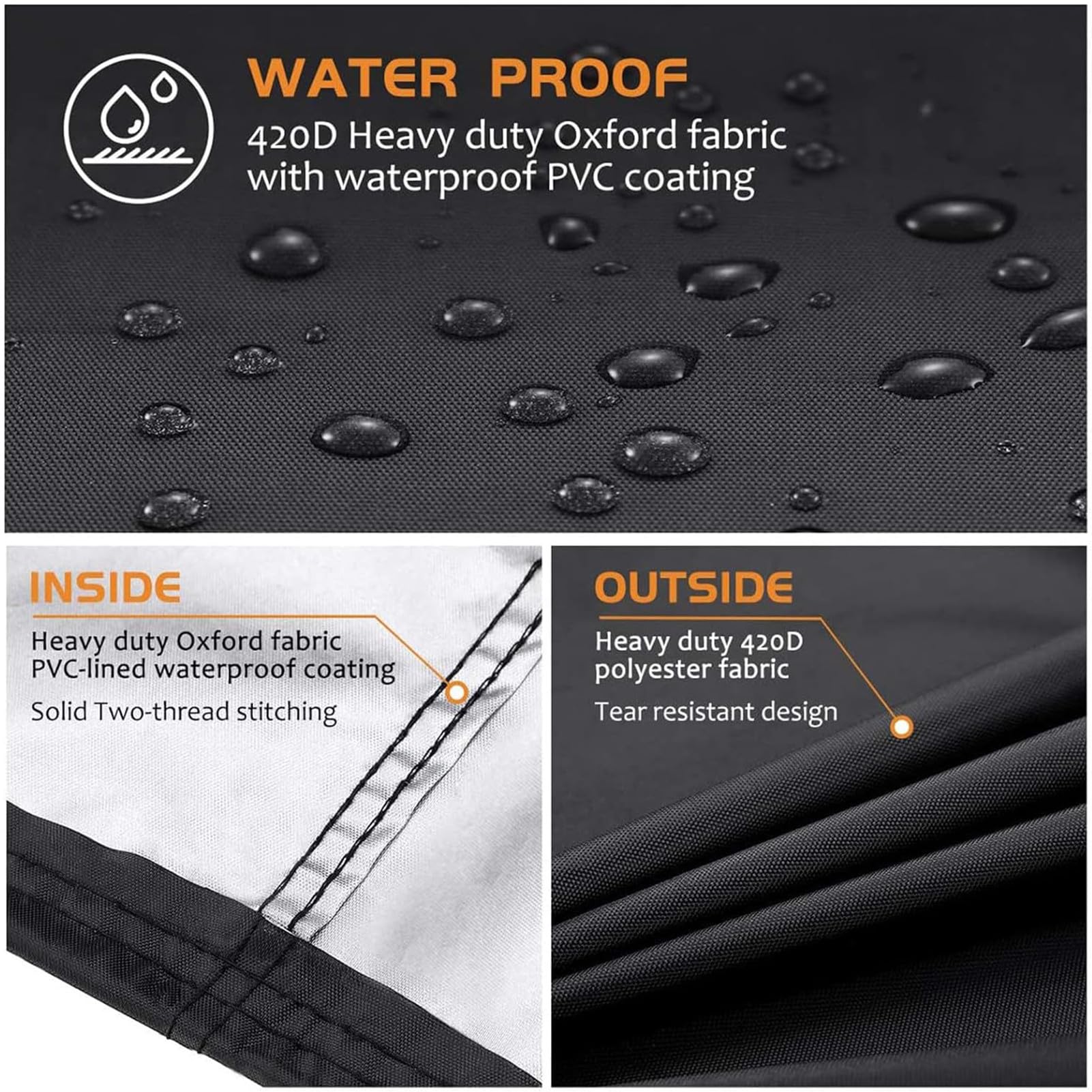 Funda para Barbacoa, Cubierta BBQ De Parrilla 420D Impermeable, Funda Barbacoa Exterior Anti-Viento Resistente Al Desgarro, Fundas Protectora para Barbacoa (165 x 61 x 111cm)