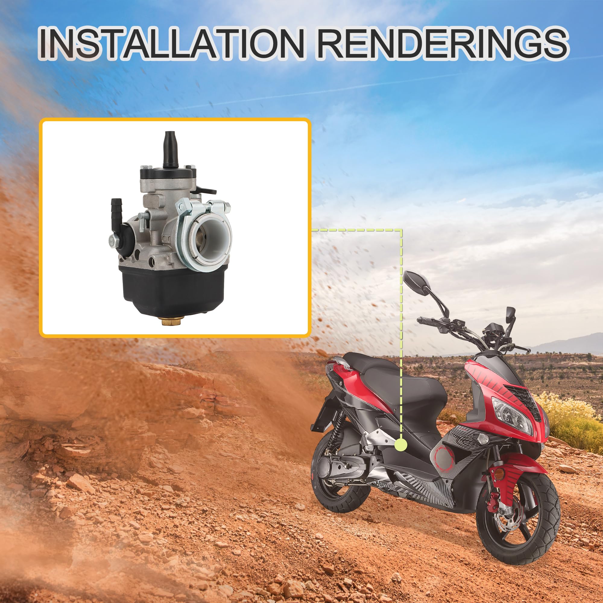GOOFIT Carburador 24mm Phbl 24as Reemplazar Para Dellorto 2-Stroke 50-300cc Engine Scooter ATV UTV Dirt Pit Bike