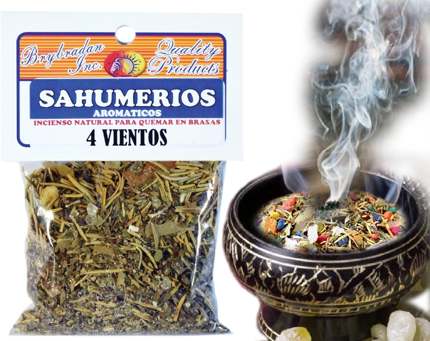 6 PCS 4 Winds 4 VIENTOS Herbal Incense Mix SAHUMERIO ESPIRITUAL DE HIERBAS to Burn Over Charcoal