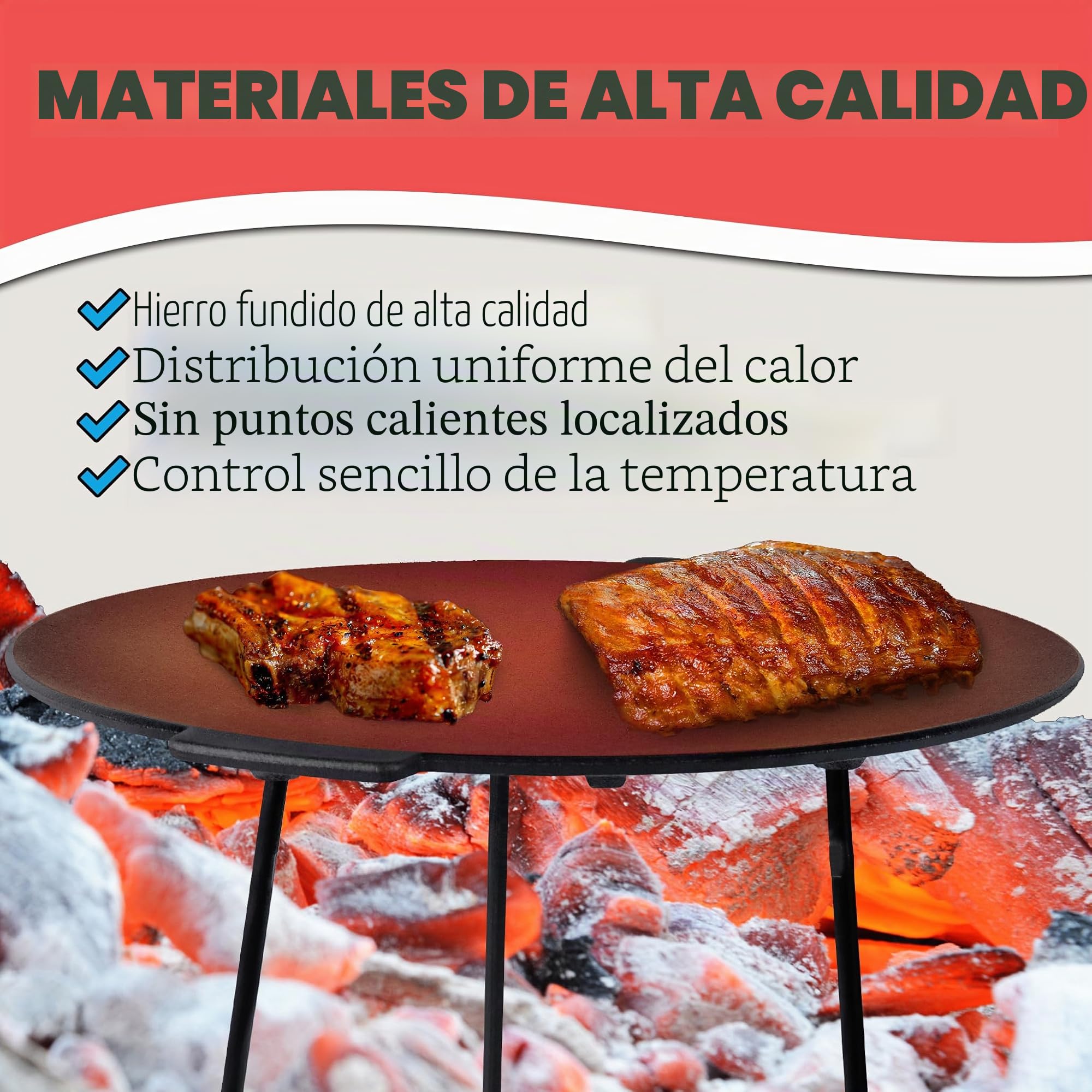 Froadp Plancha Estera para Barbacoa de Camping de Hierro Fundido Alfombrilla para Parrilla de Gas o Carbón con 3 Patas y Bolsa de Almacenamiento Barbacoa Accesoriospara Fiesta en Jardín (Ø45cm)