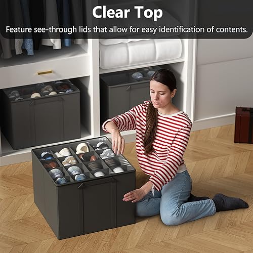 Miniatura 9 de SUOCO Paquete de 2 organizadores de zapatos para armario, se adapta a hasta 32 pares, cajas de almacenamiento de zapatos de espacio pequeño con