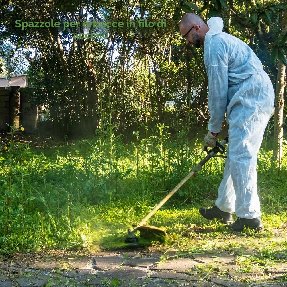 Testa decespugliatore in filo di acciaio per erba, erbacce – Testa mangiatore di erbacce da 20,3 cm con mandrino da 25,4 mm, lama in acciaio al carbonio resistente