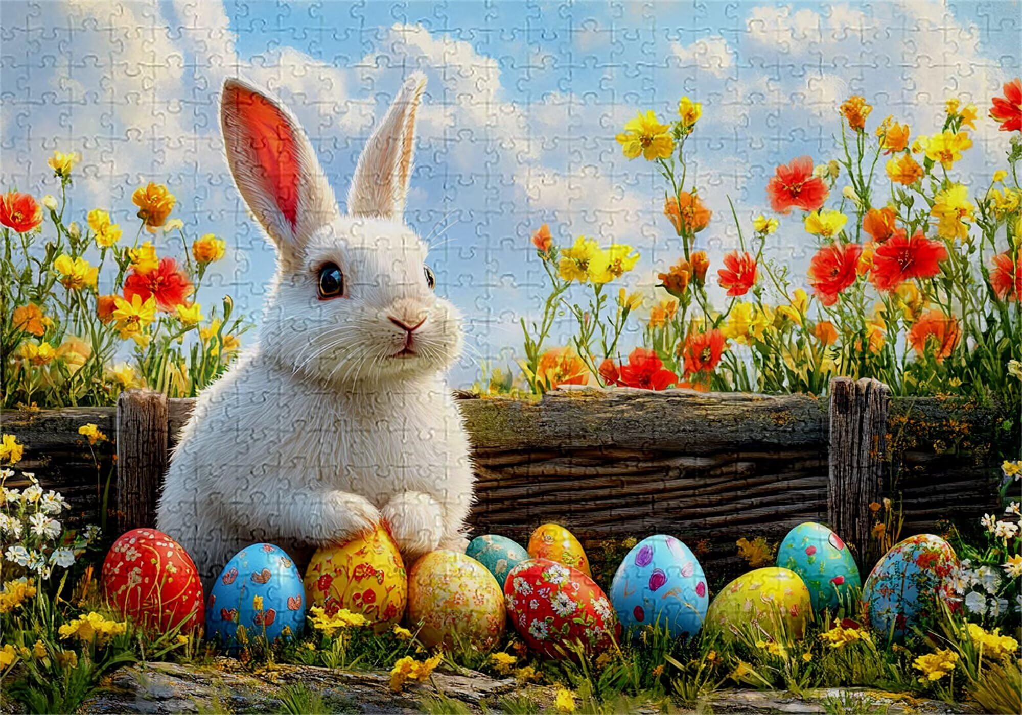 Puzzle 3000 elementów królik puzzle dla dorosłych Wielkanoc 122 x 81 cm Unikalne rzemiosło klasyczne drewniane układanka 3D do rodzinnych gier aktywnych, układanka do samodzielnego wykonania nawet do