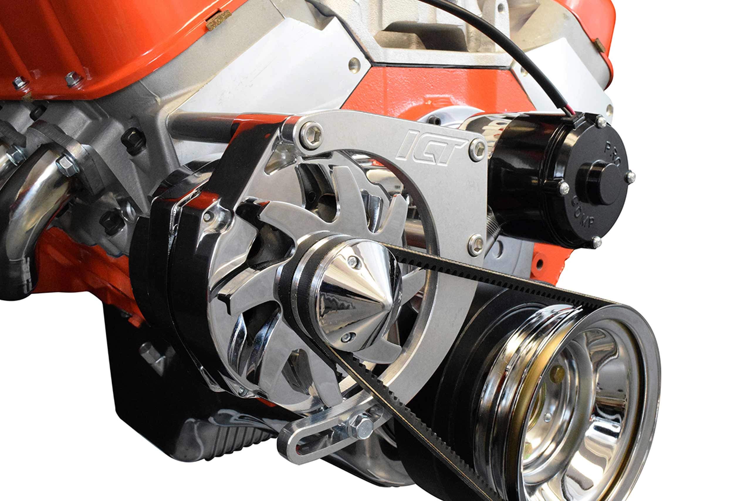 ICT Billet BBC Alternator Bracket Adjustable Electric Water Pump Low Mount Big Block Chevy Long