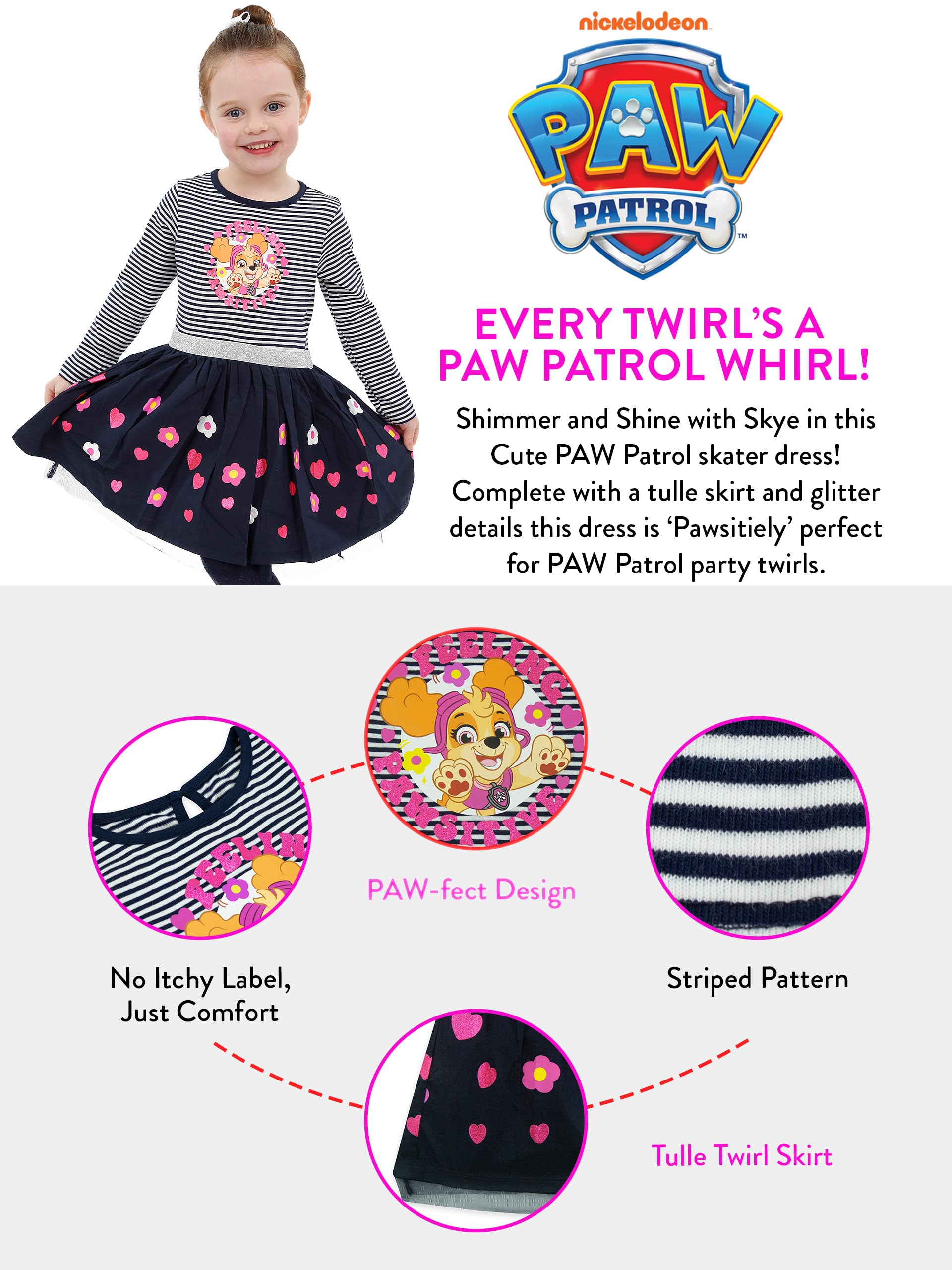 Paw Patrol Sukienka | Sukienka z Skye na przyjęcie dla dziewczynek | Sukienki dla dziewczynek | Oficjalny towar