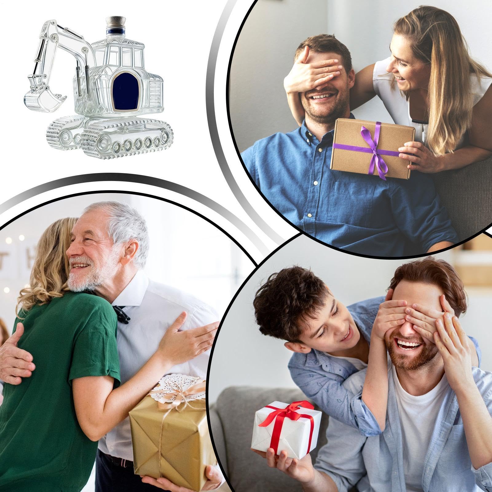 Decanter per liquori – 350 ml dispenser versatore a forma di escavatore | Statua decanter in – per uomini, papà, compleanno, matrimonio, inaugurazione della casa, bar
