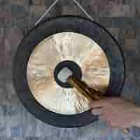 Gong TamTam Chau Ø20 Cm Avec Battant - Gong De Temple Chinois En Bronze Pour Méditation Ou Décoration