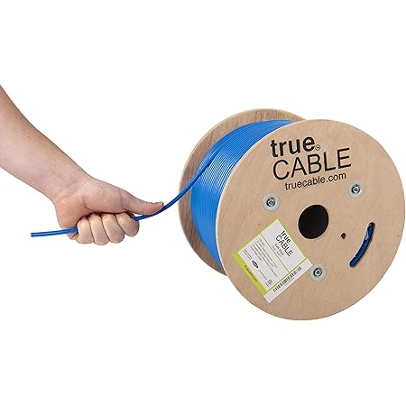 trueCABLE Cat6 Riser (CMR), 500ft, Blue, 23AWG 4 Pair Solid Bare Copper, 550MHz, ETL Listed, Unshielded Twisted Pair (UTP), Bulk Ethernet Cable