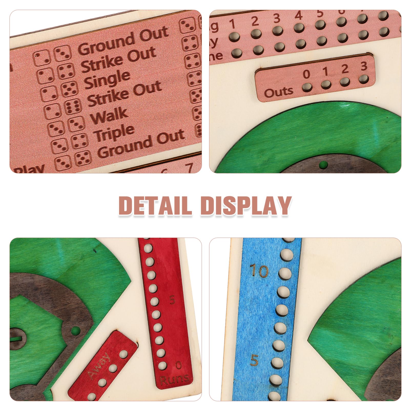 VICASKY Gioco da Tavolo Design Competitivo Portatile Semplice ed Elegante in Legno di Baseball per Feste e Ambienti All'aperto