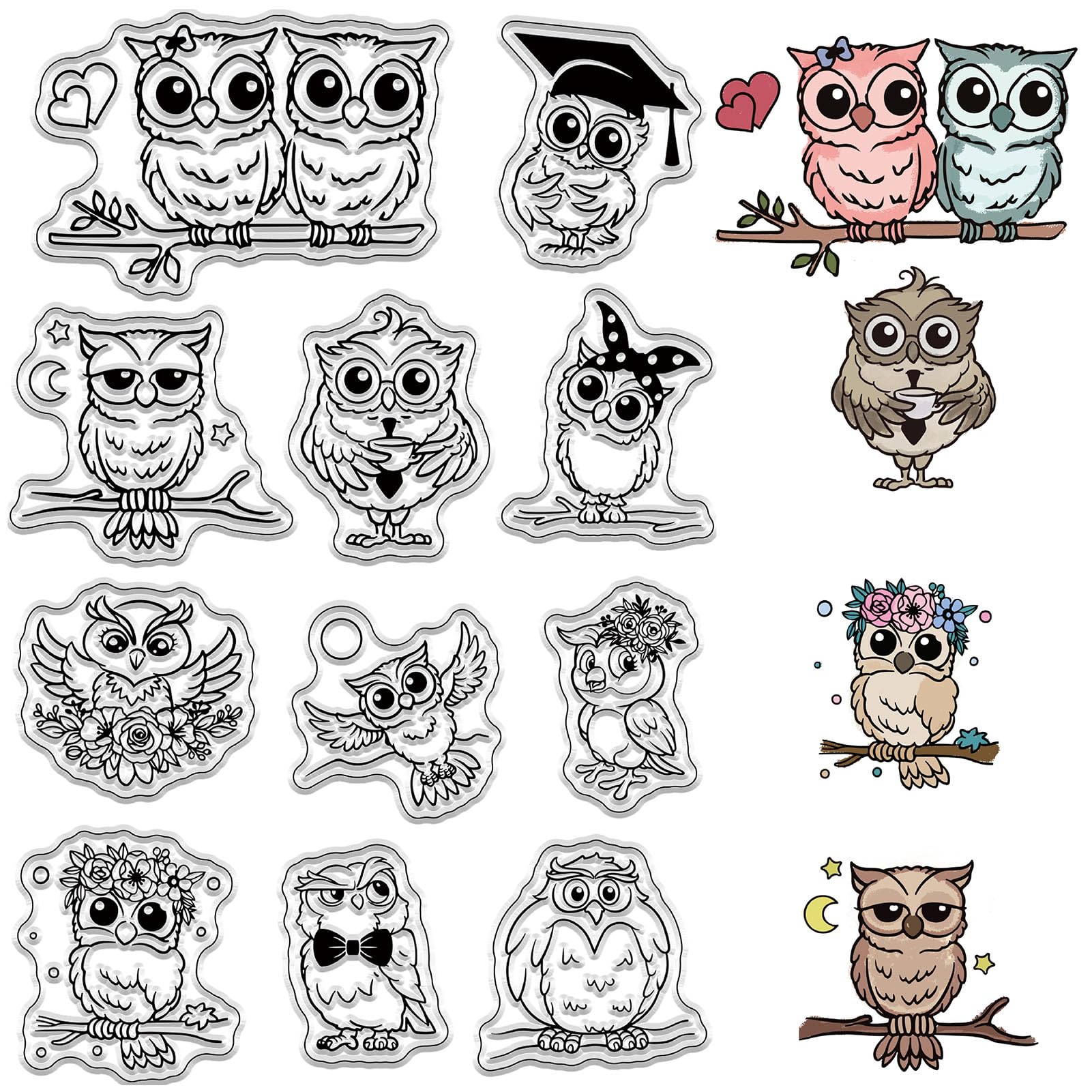 Timbro Gufo In Silicone Trasparente - Per Scrapbooking, Biglietti Fai Da Te, Riutilizzabile - Foto 7