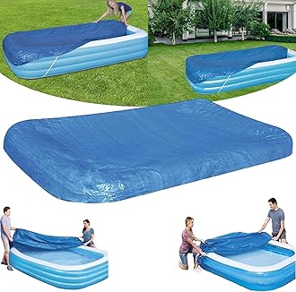 Rectangle Pool Cover, Inflatable Underground Pool Cover Dust and Rainproof Home Pools Cover, Fits 120 in x 72 in Frame Pool and Solar Cover for Garden Outdoor (10ft X 6ft)