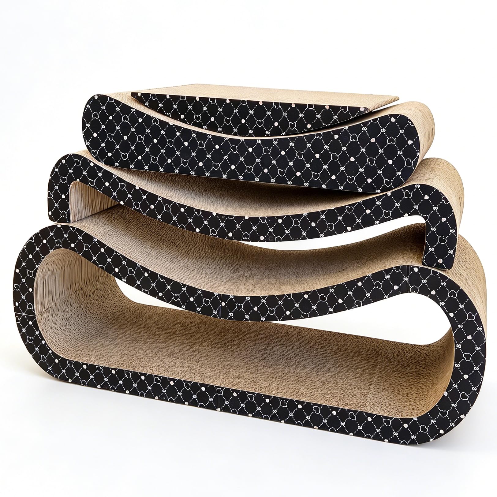 Spindro 4-in-1 Large Cat Scratcher Lounge Set, (80×30×30 cm) Reversible Cardboard Scratchers for Indoor Cats, Scratching Board Sofa Bed, Corrugated Scratch Pad for Cat Nails, Recyclable